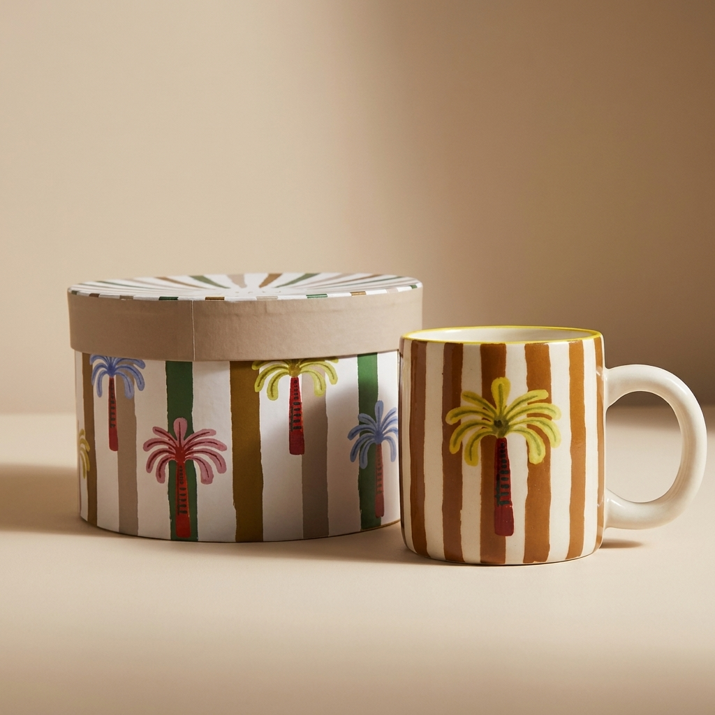striped  Mug , 300 ml - Mustard yellow