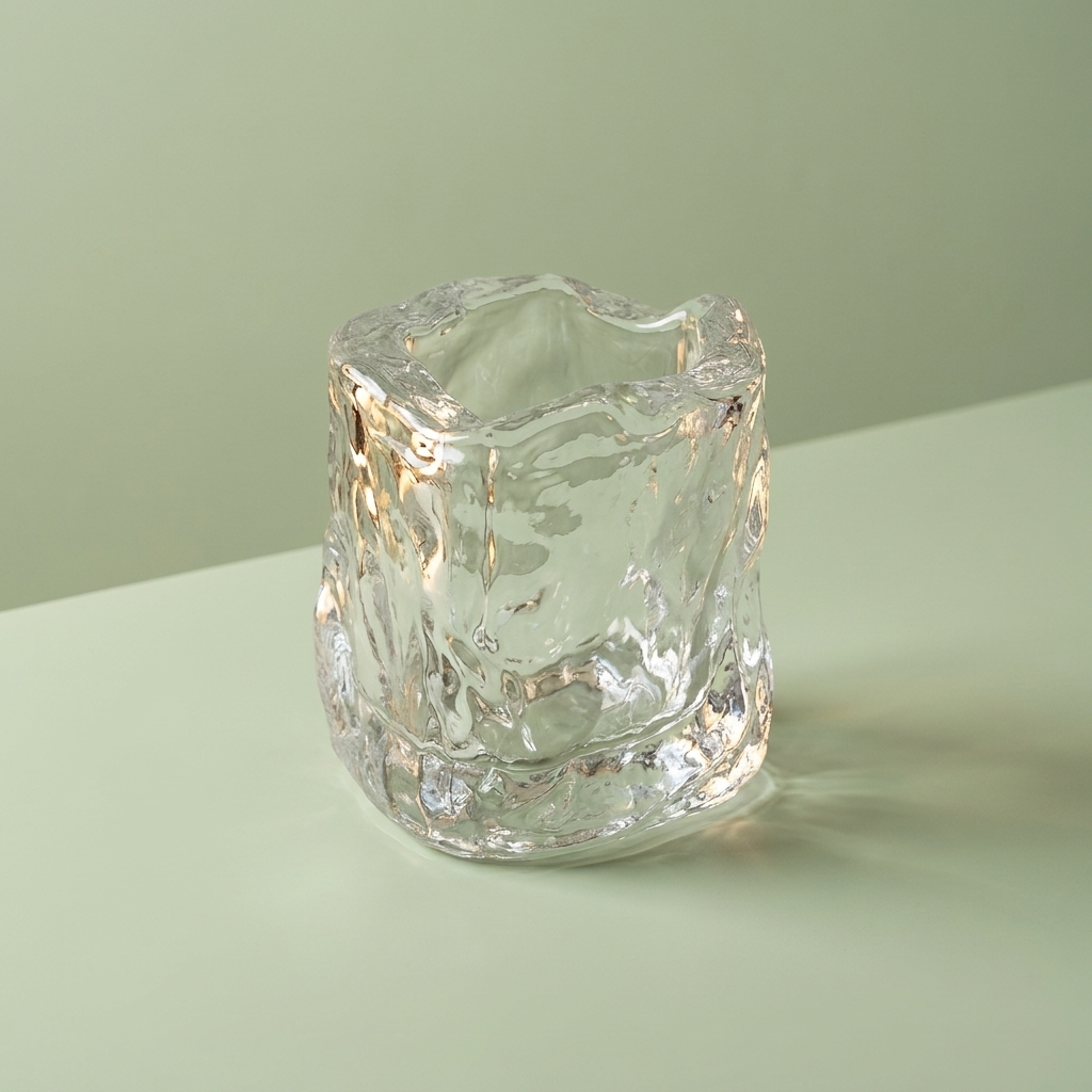 Wavy top rectangular Glass Bowl , small - white