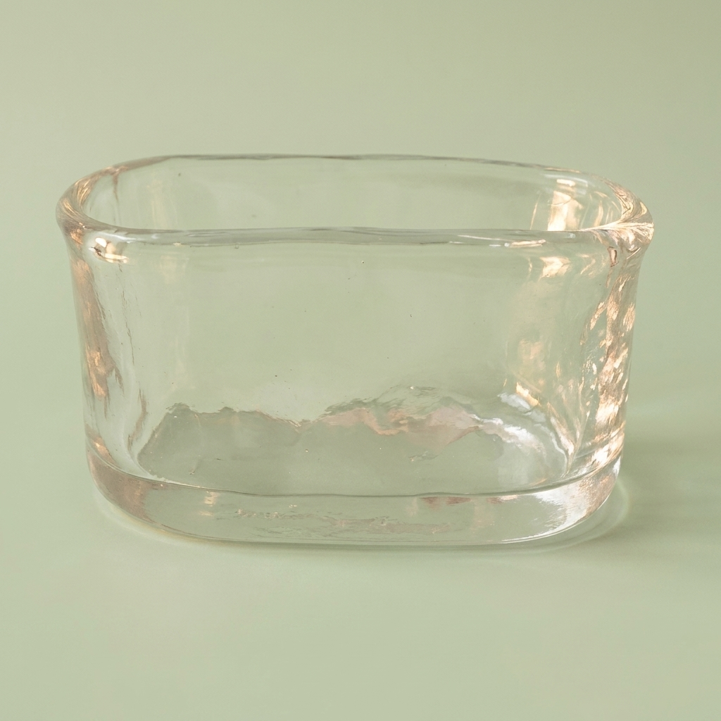 Wavy  top oval  Glass Bowl , small - White