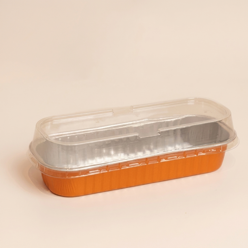 Microwavable Aluminum Foil Container With Flat Lid Orange - 200ml (10 pcs)