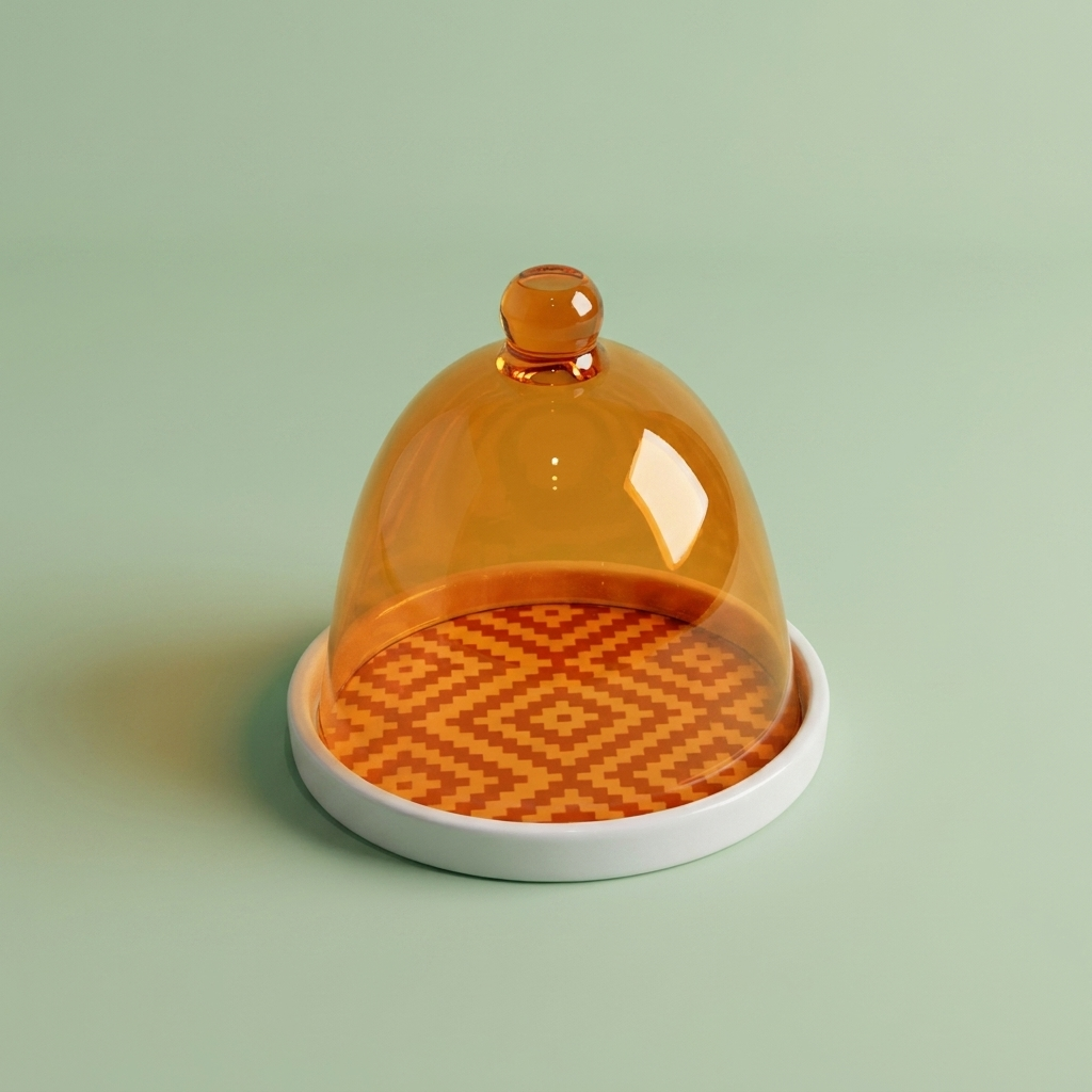 yellow pattern design Cake plate with yellow cover