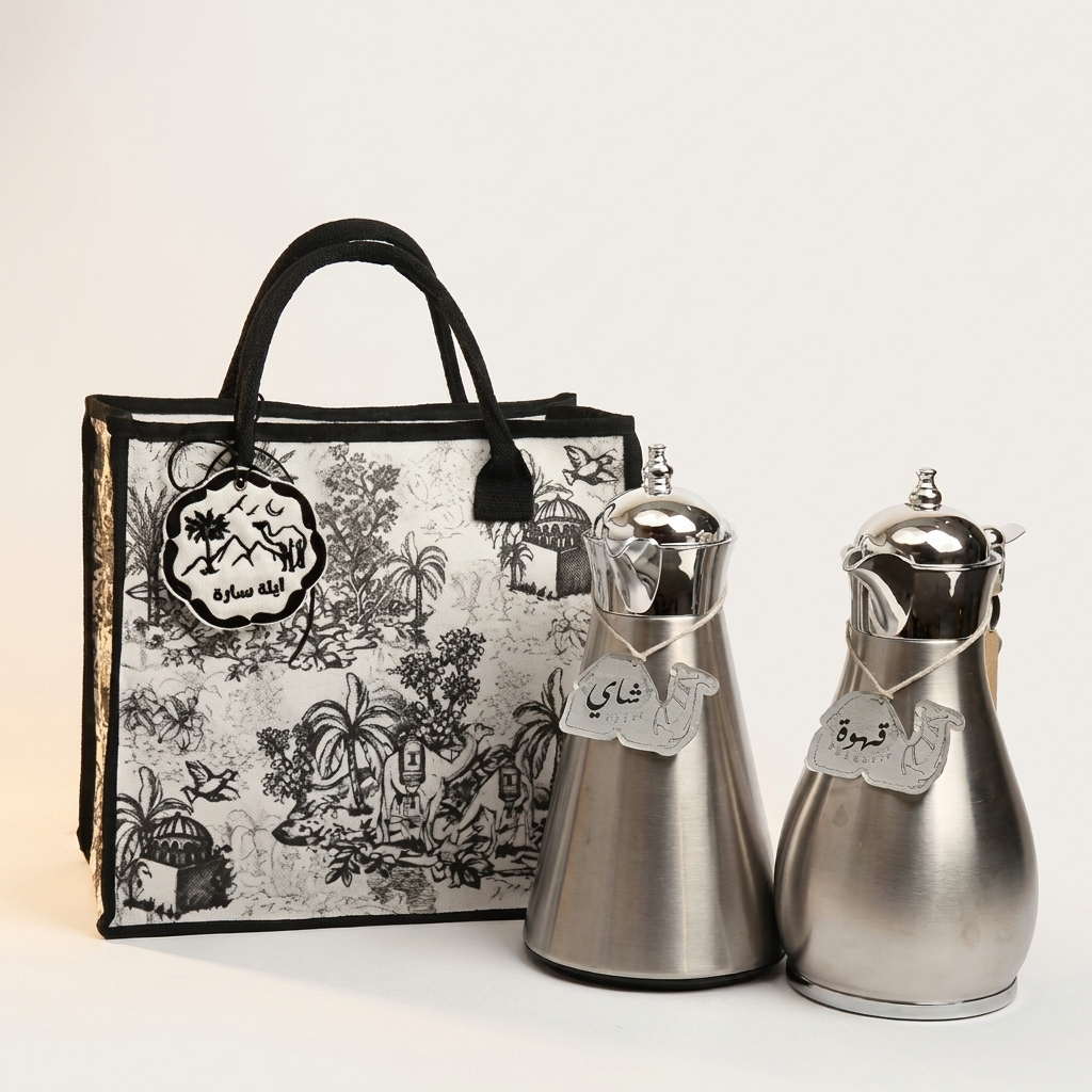 Black Island Bag with Royal Silver Thermos