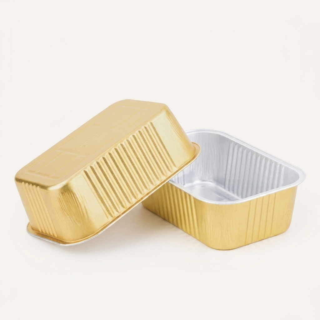 Aluminume Foil Microwavable Food Containers With Lid 1035ml-GOLD-6Pcs