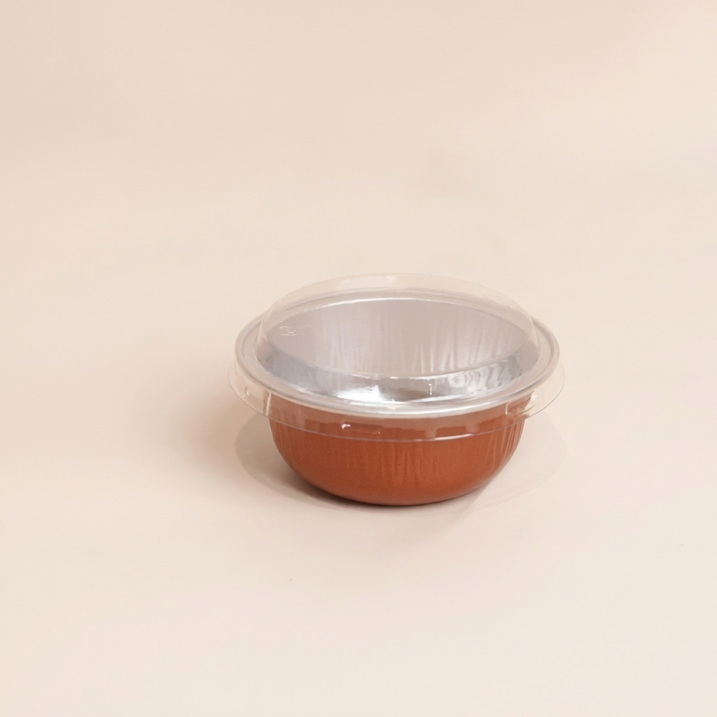 Microwavable Aluminum Foil Container With Flat Lid Brown - 50ml (20 pcs)