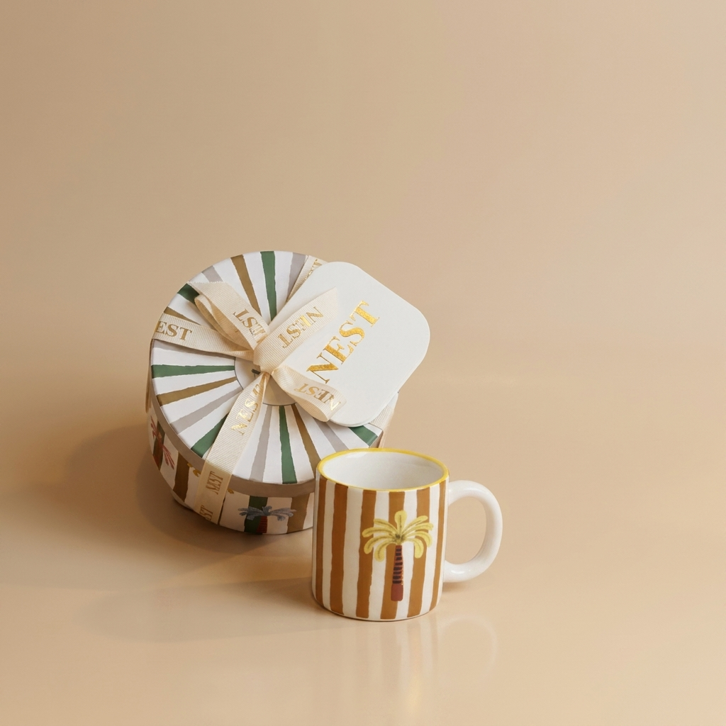 striped  Mug , 300 ml - Mustard yellow