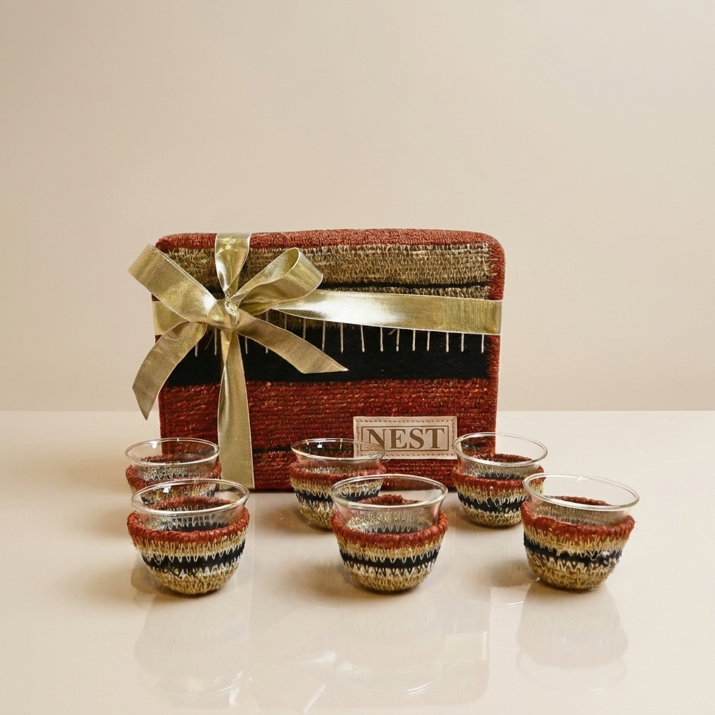 Handmade Finjan Set -6 pcs (orange)