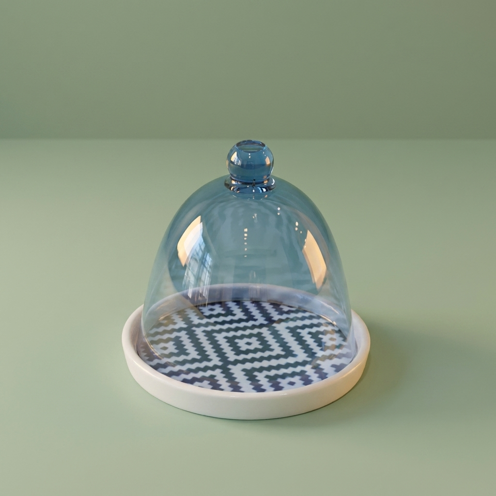 قاعدة سيراميك مع ( غطاء بنقسجي ضد الكسر)   بتصميم منقوش  - حجم صغير