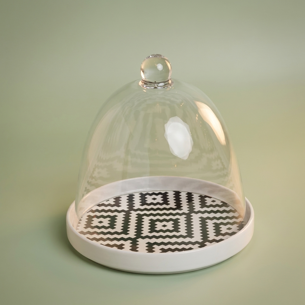 Black Patterned design Cake plate with cover