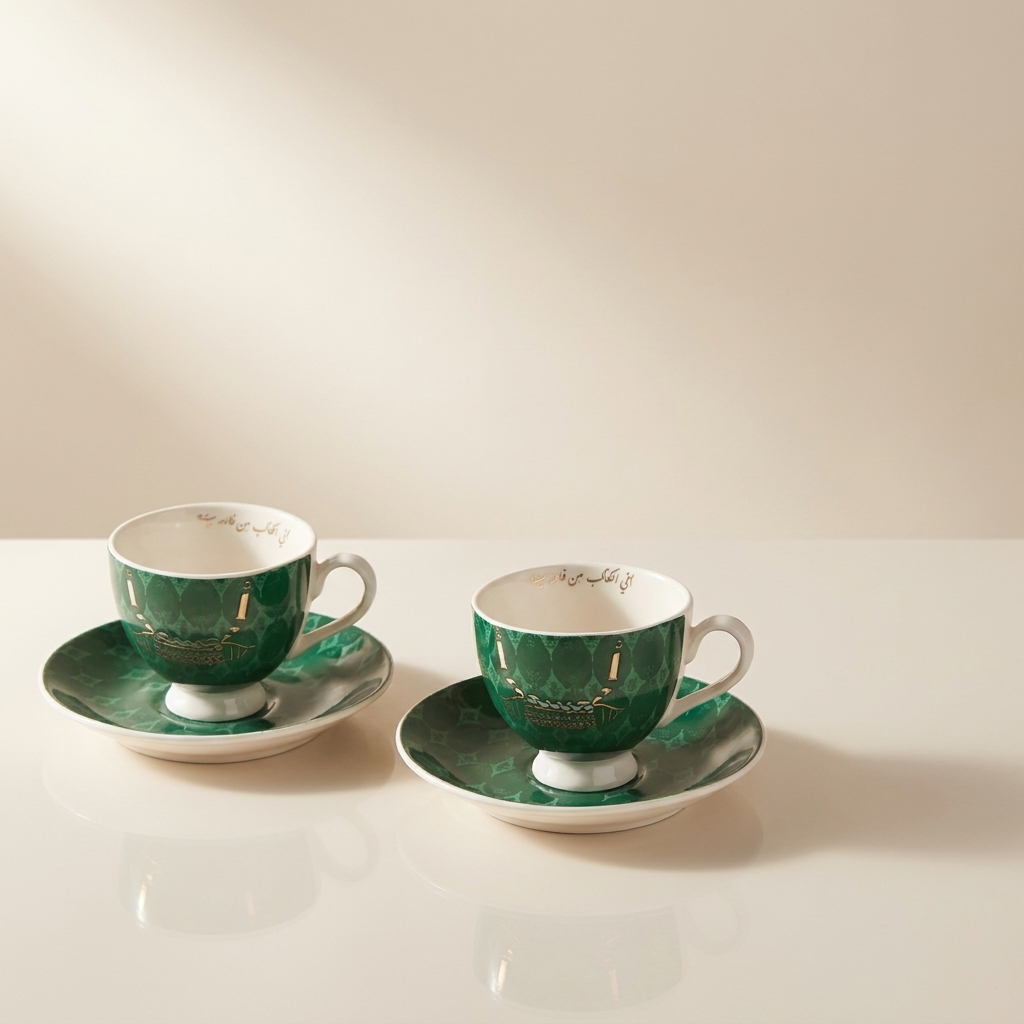 Jewerly Turkish cup with Saucer Green  - 2 pcs