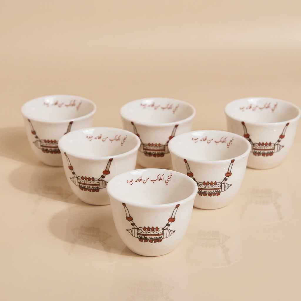 Jewerly design plain Finjan , Red - 6 pcs