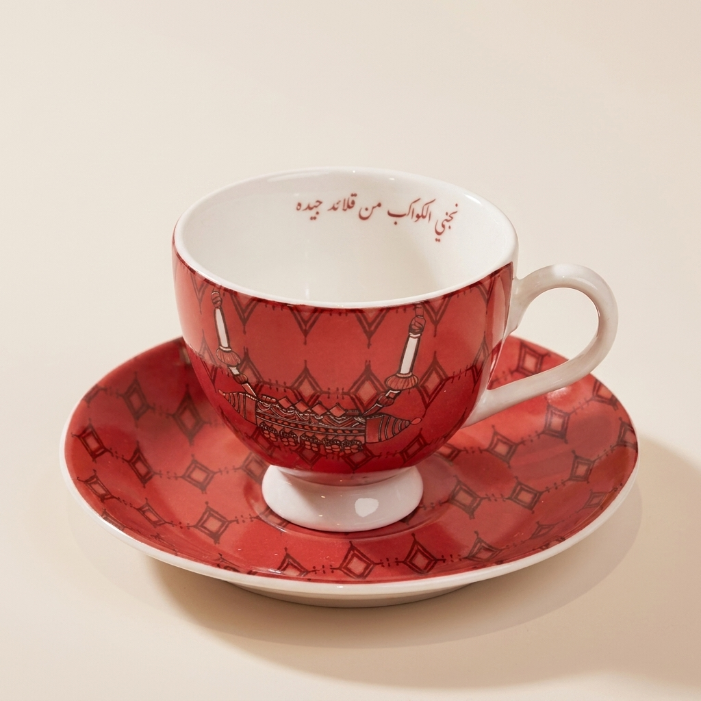 Jewerly Turkish cup with Saucer Red - 2 pcs