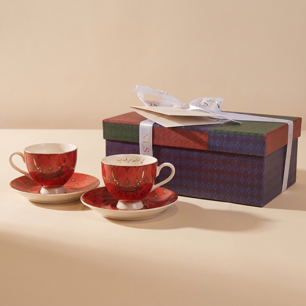 Jewerly Turkish cup with Saucer Red - 2 pcs