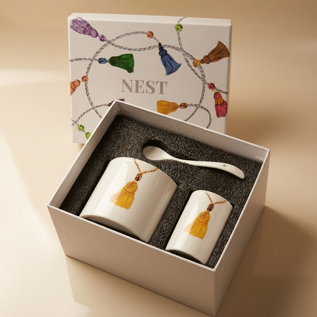 sugar container with spoon holder - Mustard yellow