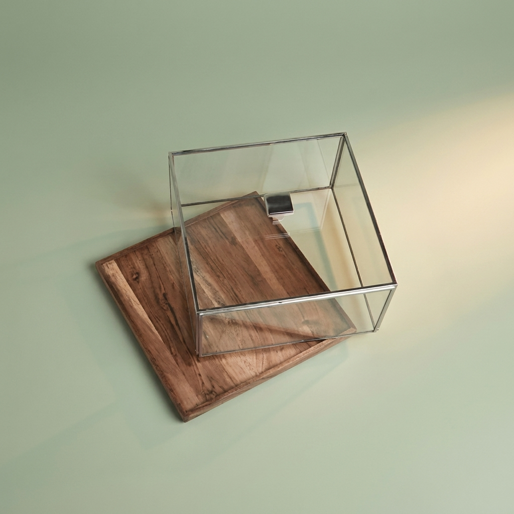 Wooden Serving  plate with cover  ( Silver) - Medium
