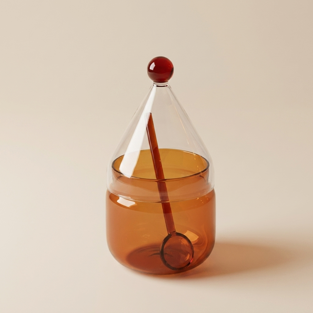 Sugar container with spoon - Pumpkin orange