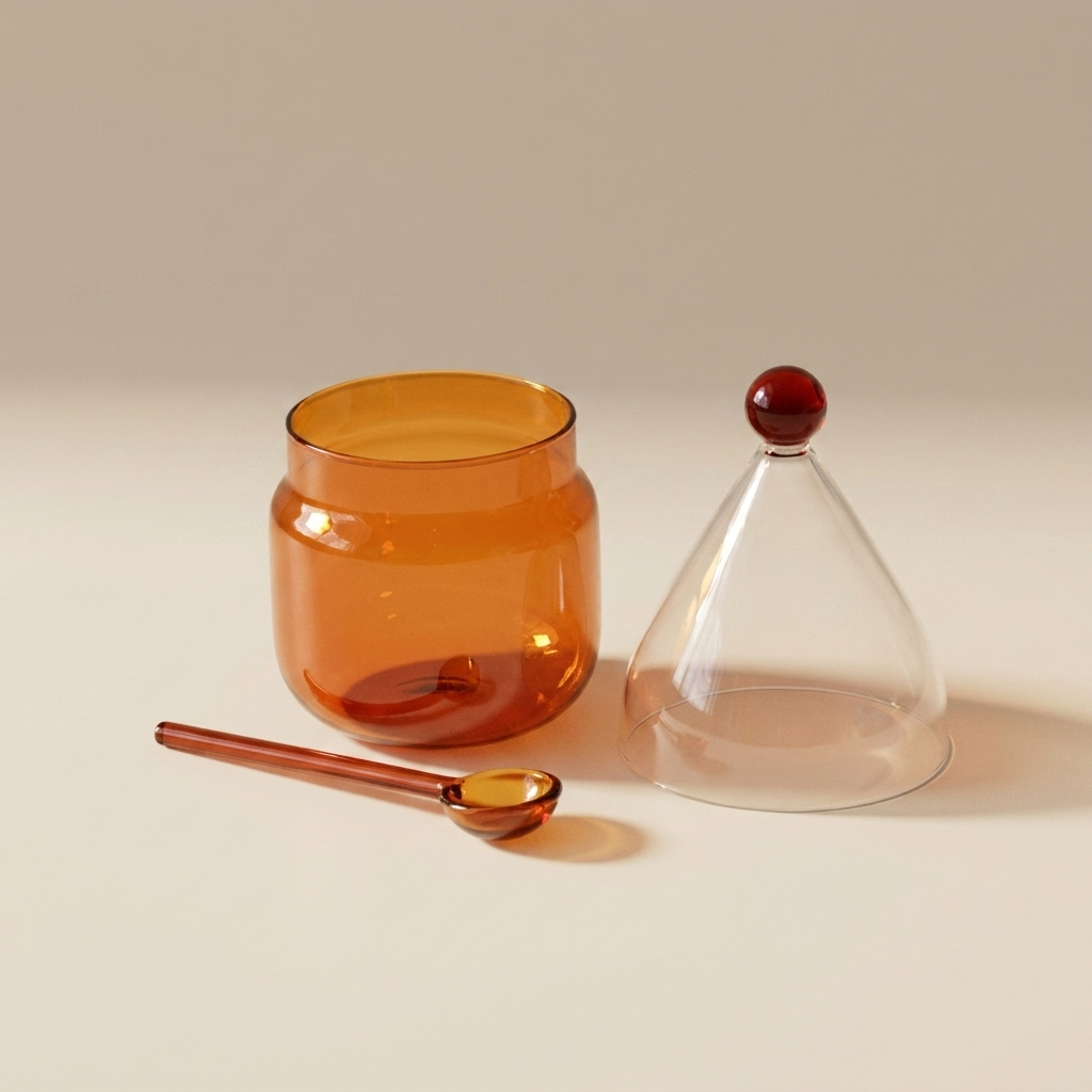 Sugar container with spoon - Pumpkin orange