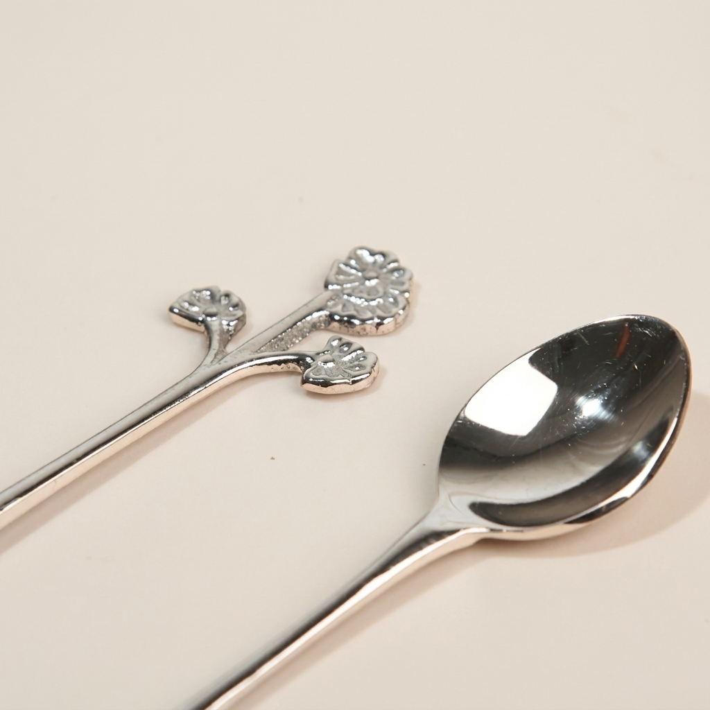 Flora  Teaspoon set 6 PCS with silver shine