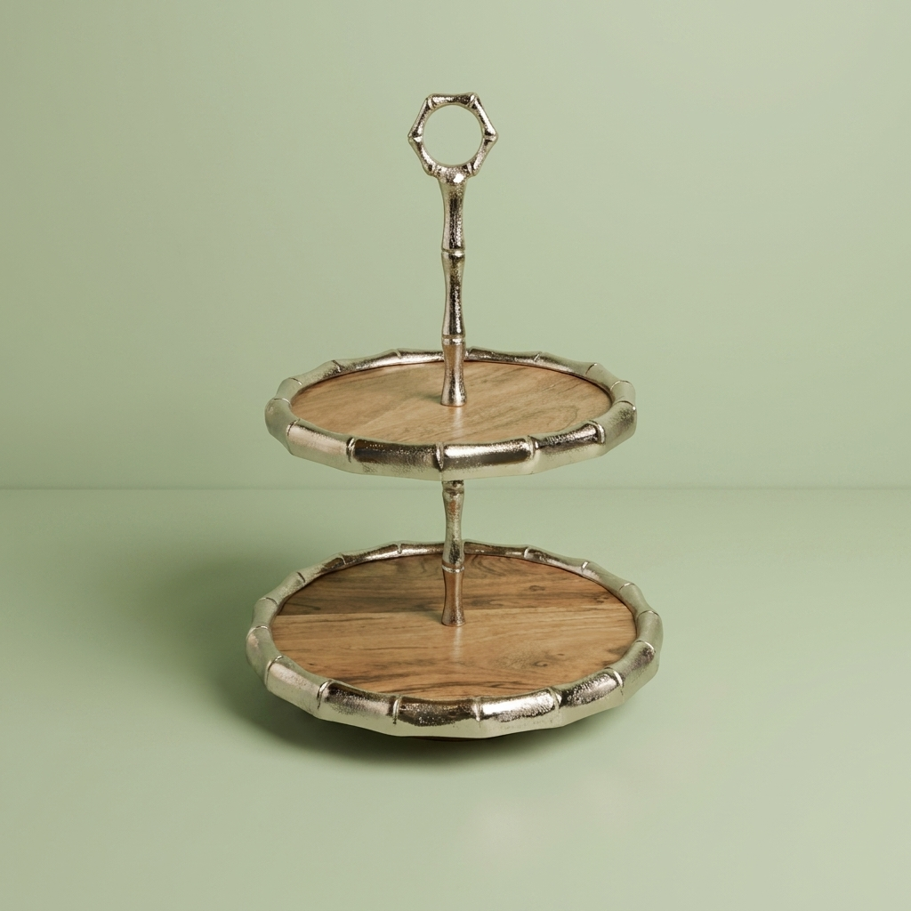 Two Tier Cake Stand - silver