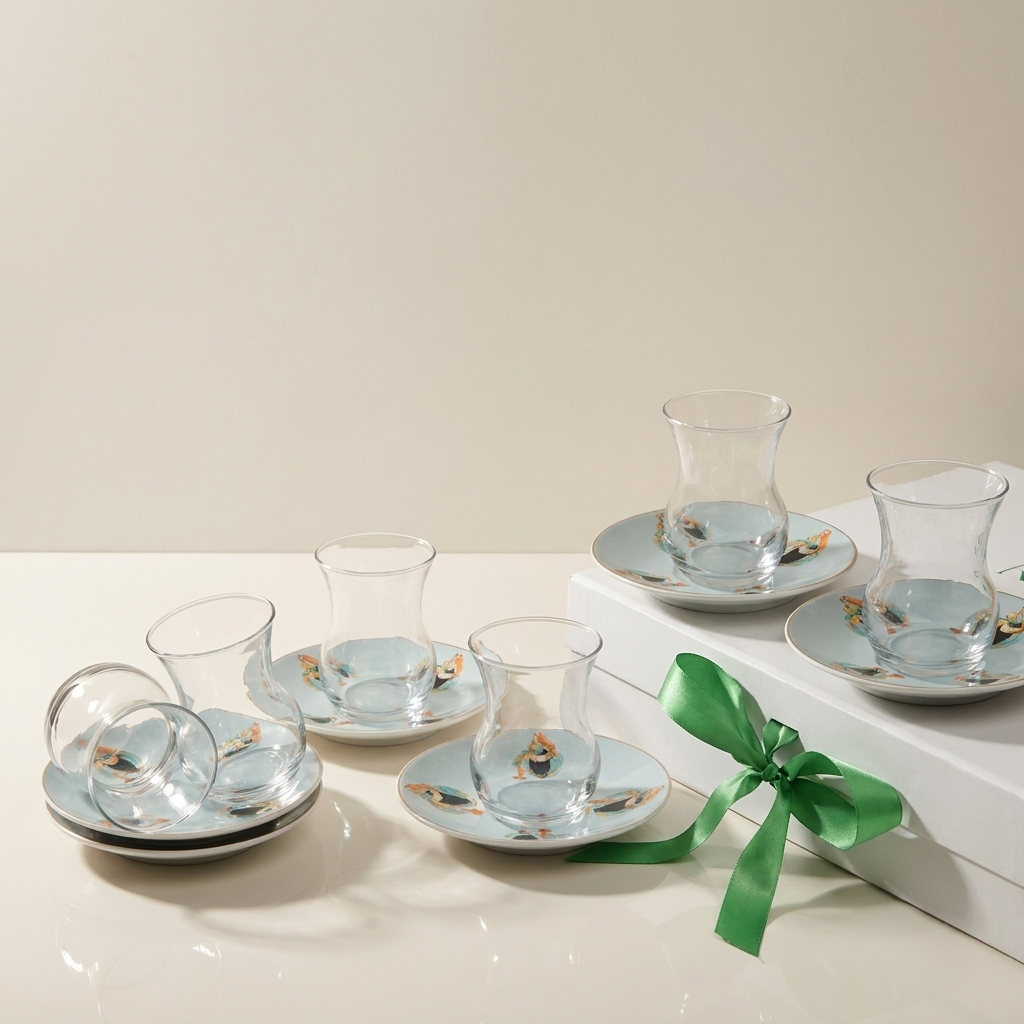 Istikana glass with Dalla design saucer,6 pcs