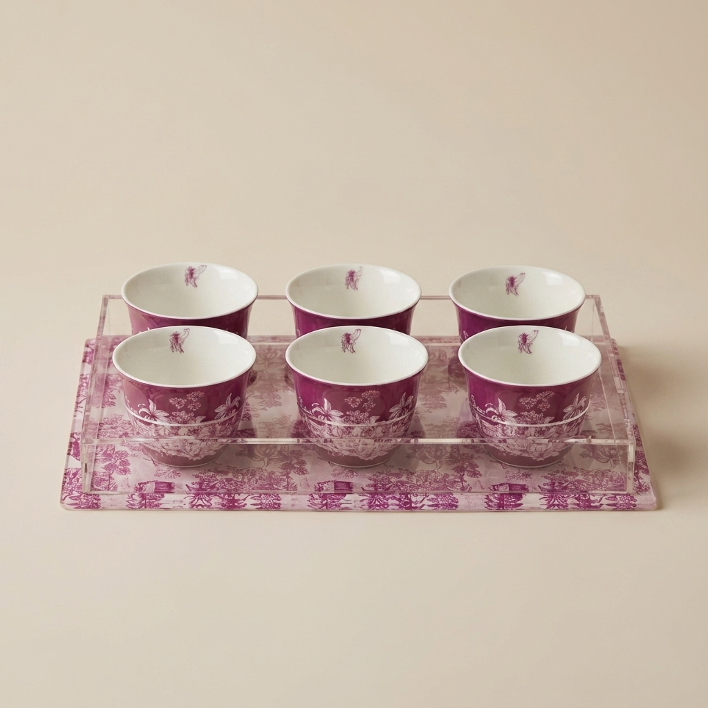 Set of Finjan with Acrylic Box - Purple