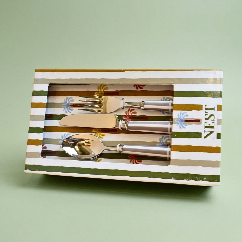 Striped Cultery set(Grey)- 18  pcs