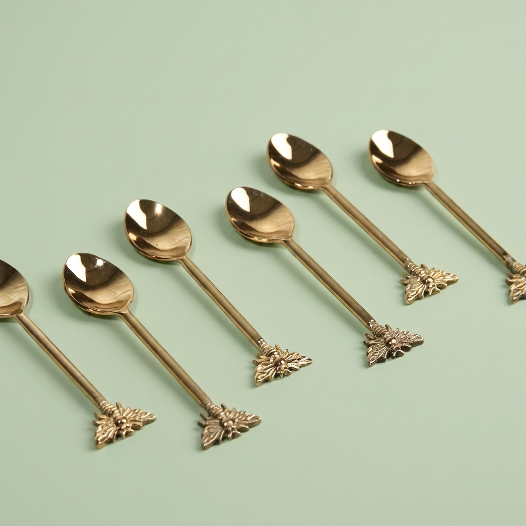 Bees Teaspoon set 6 PCS with Gold shine