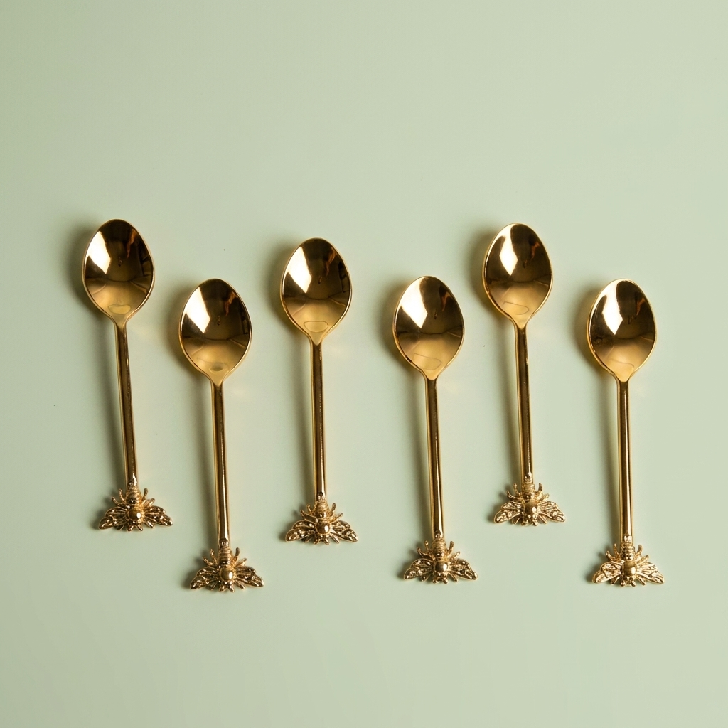 Bees Teaspoon set 6 PCS with Gold shine
