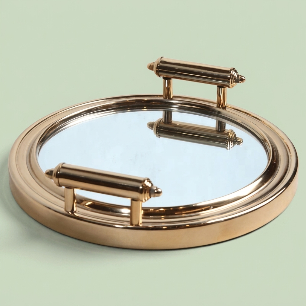 Stainless Steel & aluminium Mirrored Serving Tray