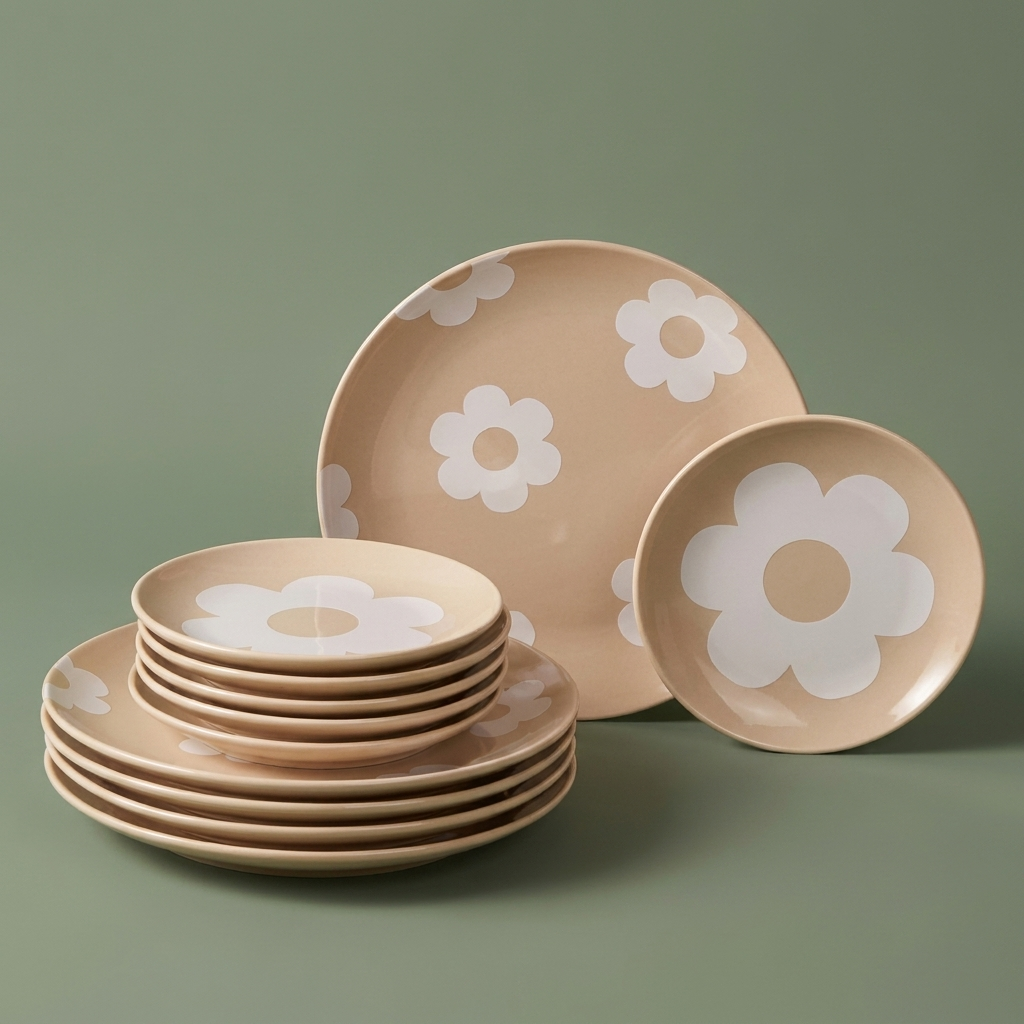 Ward ceramic Dinner plates, 12 pcs (Big & Small)