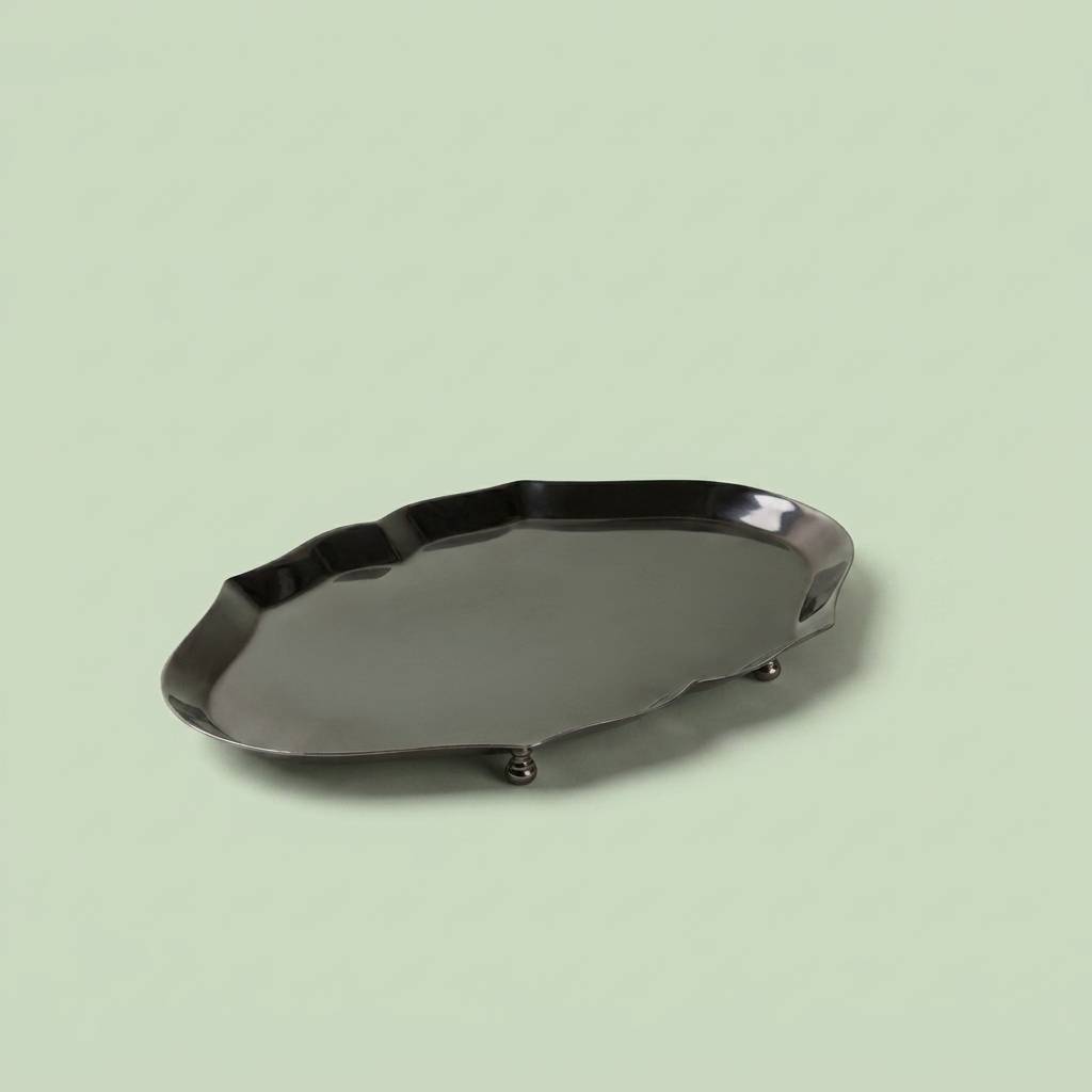 Oval shaped stainless steel tray - small (Black)