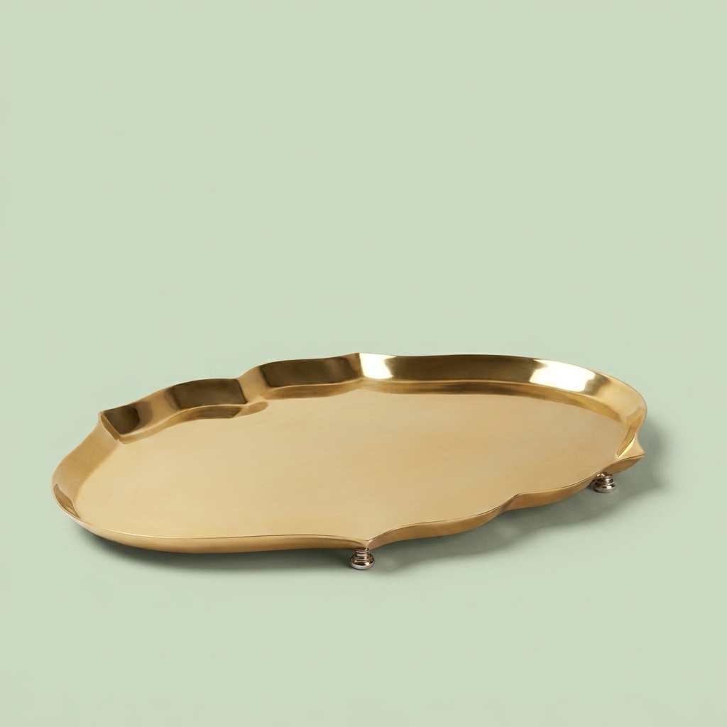 Oval shaped stainless steel tray - Big (Gold)