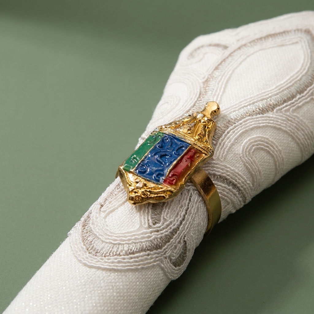 colored Gold lantern napkin ring -4 pieces