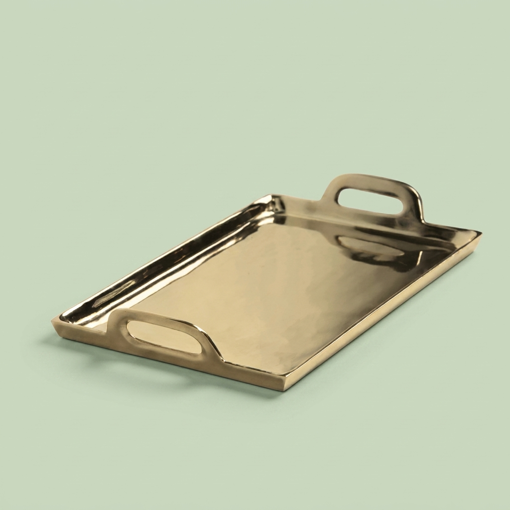 Stainless steel Rectangular Tray (Gold)   -  Medium