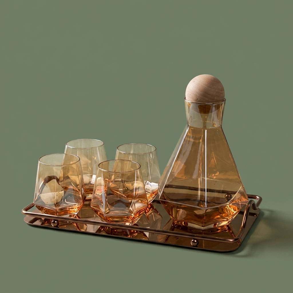 Glass Jug with Cork Ball Wooden Lid