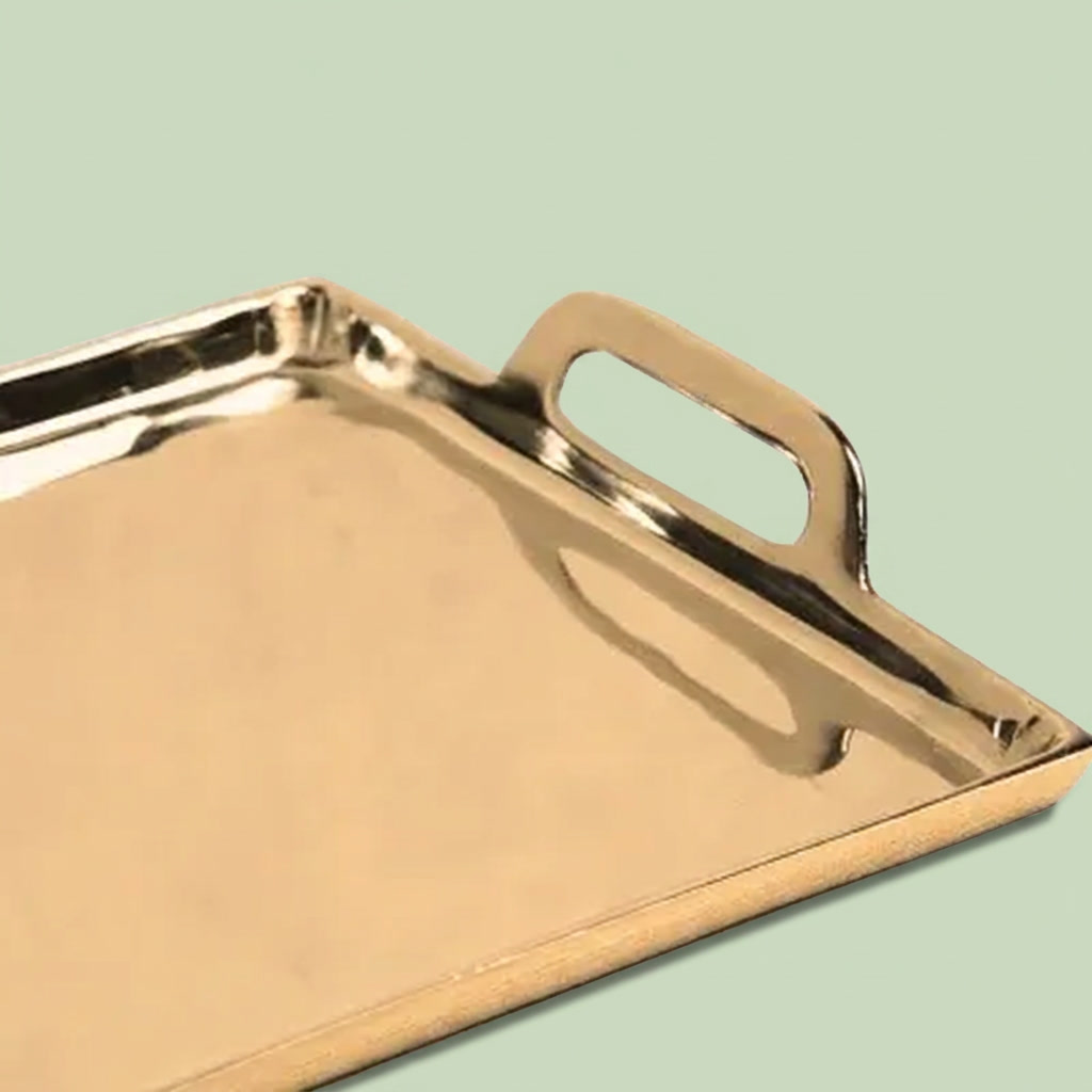Stainless steel Rectangular Tray (Gold)   -  Medium