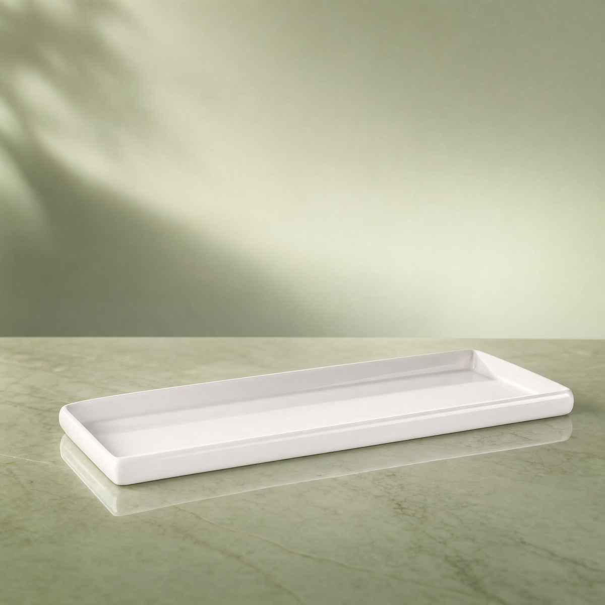 Acrylic Long Tray White- small -40 x 14 x 2  cm