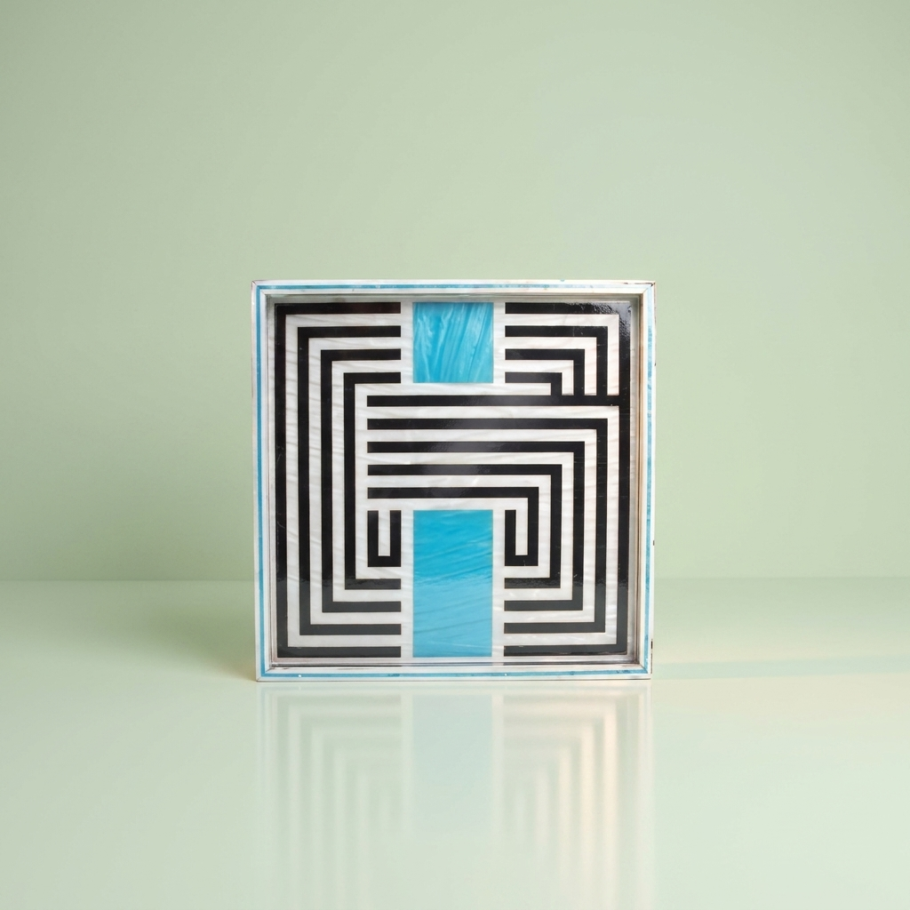 Acrylic Wooden Tray - black with blue
