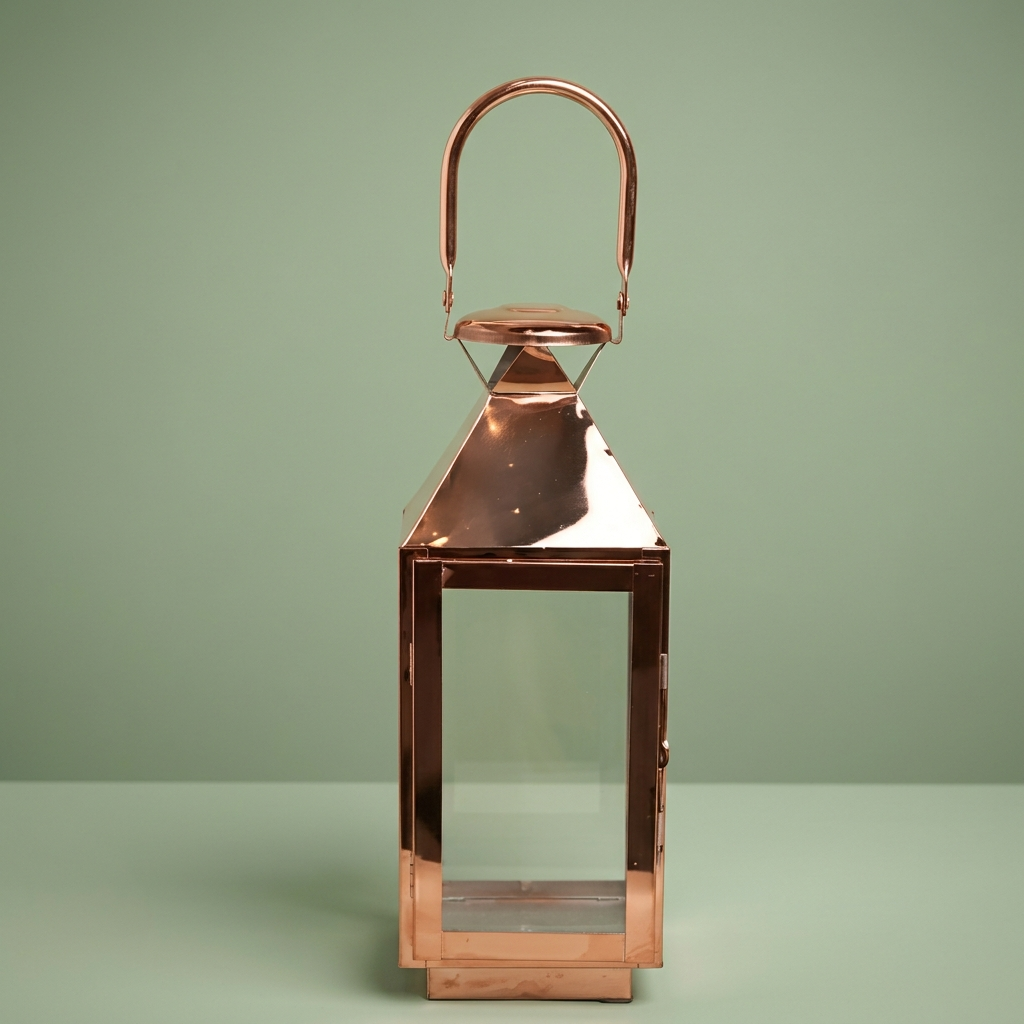 Rose Gold Metal Lantern (Medium)
